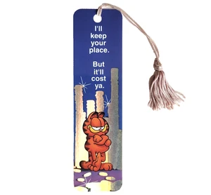 Vintage 1978 Garfield Reflective Bookmark- Cost Ya- Orange Cat Comic USA 70s/80s - Foto 1 di 22
