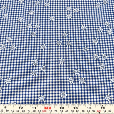 Florals and Blue Gingham Check Unbranded Cotton Fabric FAT EIGHTH 9" x 22" - Image 1 of 2