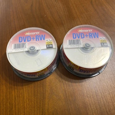 Memorex DVD+RW DVD RW 25 Pack 4.7 GB 2.4X 120 Min Brand New Rewritable Sealed x2 - Image 1 of 2
