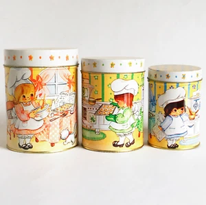 Vintage House of Lloyd 1985 Little Girls Baking Canister Tins. Brand New. - Picture 1 of 5