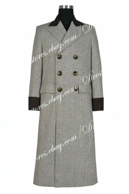 Disfraz de Doctor Is Who The 4th Fourth Dr Tom Baker gabardina de gamuza gris Foto 1 de 4