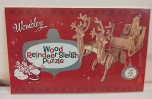 Wooden Reindeer Sleigh Puzzle New By Wembley 2015 - Picture 1 of 4