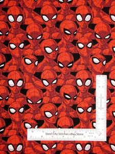 Fabric with Superhero Character Spider Web Man Cotton By The Yard - Picture 1 of 1