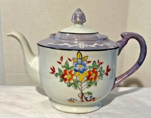 Tetera floral azul brillo - Imagen 1 de 8