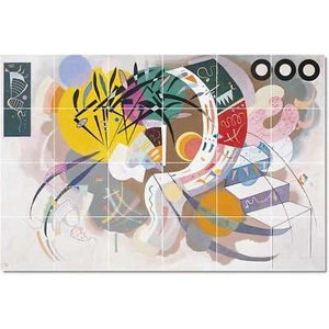 Wassily Kandinsky Abstraktes Fliesen Wandbild PT22714. 48x32 (24) 8x8 Fliesen - Bild 1 von 1