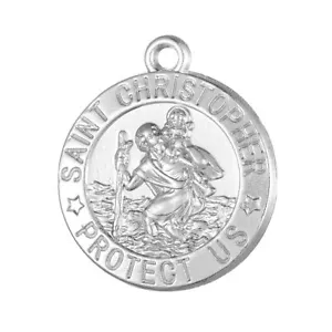 ANLAUFFREI Rhodiniertes Silber Heiliger Christophorus Medaille Charm - Bild 1 von 3