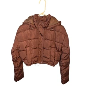 Soho Apparel Crop Puffer Coat Jacket Women’s Size XS/S Brown - Picture 1 of 4