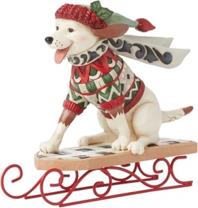 Jim Shore Heartwood Creek Highland Glen Dog on Sled Dashing Downhill Figurine - Picture 1 of 6
