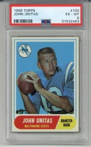 1968 TOPPS #100 JOHNNY UNITAS FOOTBALL CARD BALTIMORE COLTS PSA 6 LOW POP RARE - Picture 1 of 2