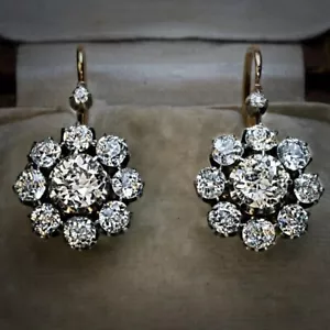 Pendiente estilo Art Deco 3,25 quilates floral creado en laboratorio boda oro 14K relleno - Imagen 1 de 8
