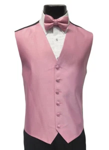 Men's Armanno Rose Pink Tuxedo Vest with Bow Tie & Long Tie Size Medium M - Picture 1 of 4