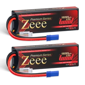 2x Zeee 2S Lipo Akku Batterie 7.6V High Voltage 9000mAh 120C EC5 für RC Auto UAV - Bild 1 von 7