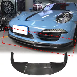 Real Carbon Front Bumper Lip Spoiler For Porsche 911 Carrera 991 991.1 2012-15 - Picture 1 of 10