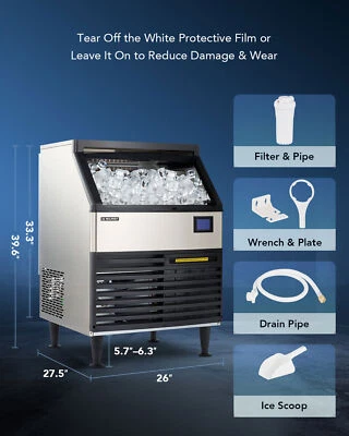 Commercial Ice Maker Stainless Steel Bar Restaurant Machine automatic  108 Cube - Image 1 of 4