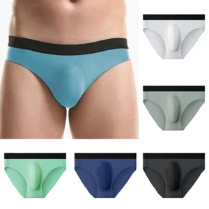 Men Briefs Ice Silk Underwear Seamless Underpants Bikini Sexy Undies Panties ⁿ - Picture 1 of 19