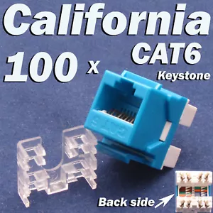Lotto 100 pezzi Keystone Jack CAT6 Blu Rete Ethernet 110 Punch Down 8P8C RJ45 - Foto 1 di 11