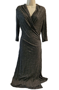 Ronen Chen Wrap Maxi Dress Asymmetrical Long Black Gray Israel Size 1 Asymmetric