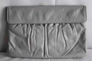 VIntage 80s Letisse Leather Gray Clutch Bag Purse - Picture 1 of 6