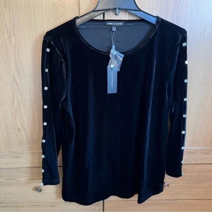 Brand New With Tags Cable & Gauge Black Velvet Top Crystals On Sleeves - Picture 1 of 16