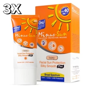 3X 30g. Minuss Sun Sol Ivory Facial Protection SPF40 PA+++ Oil Control No Sticky - Picture 1 of 6