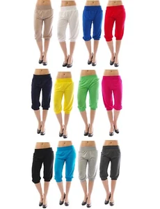 Harem Aladin Pump Trousers Capri 3/4 High Waist Leggings Baggy Summer - Picture 1 of 25