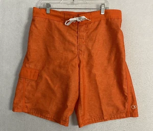 OP Men's Swim Trunks Swimwear Solid Orange Size M 32 34 Cargo Pocket 34 x 11 - Picture 1 of 11