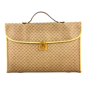 GUCCI Vintage Business Bag Briefcase Micro GG Beige Authentic - Picture 1 of 24