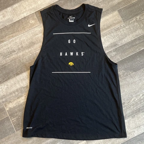 Nike Iowa Hawkeyes Shirt Black Sleeveless Tank Top Gym Basketball Run Size S Cover