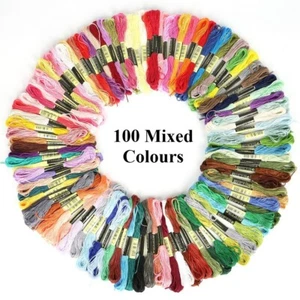 100Skeins/Pack Embroidery Threads Colorful Cross Stitch Threads For Craft DIY UK - Picture 1 of 24