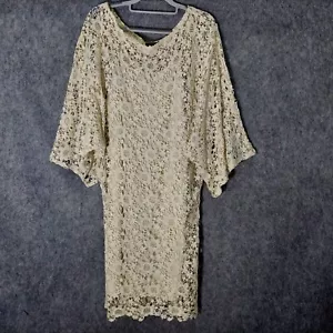 Venus Kleid M Blumen Häkel 3/4 Kimono Ärmel gefüttert creme U-Boot Ausschnitt Festival - Bild 1 von 10
