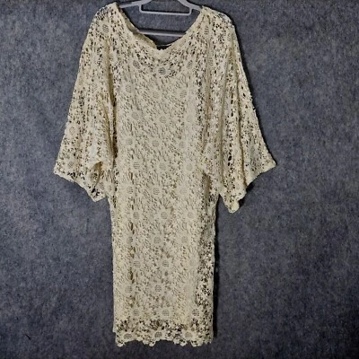 Vestido Venus M Floral Crochet Kimono Manga Crema Festival Boho Romántico Costero Foto 1 de 4