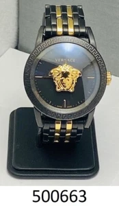 Versace Mens Palazzo Empire Ion Plated Black & Gold 43mm Bracelet Fashion Watch - Picture 1 of 13