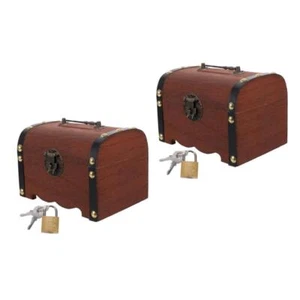 2 Pack Retro Money Bank Kind Aufbewahrungsboxen Münzbehälter Aus Holz - Zdjęcie 1 z 12