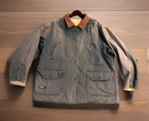 VTG Polo Ralph Lauren Chore Green Corduroy Canvas Barn Coat Reversible Read XL - Picture 1 of 14
