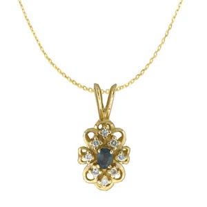 Alexandrite Pendant Necklace Set With Diamonds Natural 0val 0.27 Carat 14k Gold - Picture 1 of 5