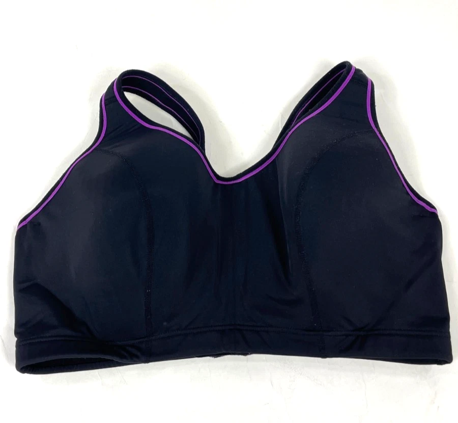 Sport by Cacique Womens Sports Bra Fitness Sports Solid Black Purple Size 42DD - Image 1 of 4