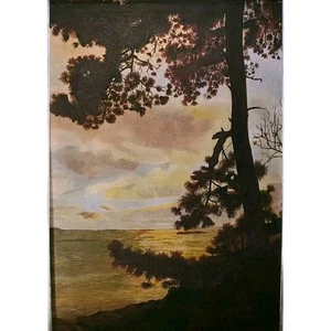 Antikes Gemälde von "Micky" 1934 Sonnenuntergang über Wasser Art Deco Vintage - Bild 1 von 6