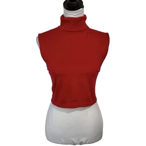 NEW Vintage White Stag Sleeveless Turtleneck Crop Top XL Red Made In USA 90s Y2K - Picture 1 of 11