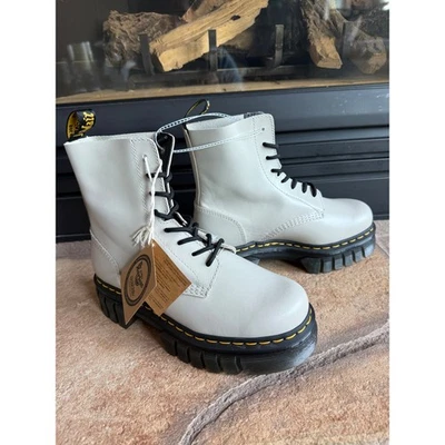 Doc Martens Size 8 Audrick Nappa Leather Platform Ankle Boots Cobblestone Grey - Image 1 of 4