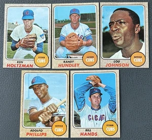 1968 CHICAGO CUBS TOPPS BASEBALL CARDS LOT OF 5 EX-NEARMINT - Picture 1 of 2
