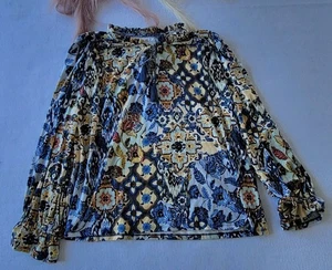 Cupio Blusa Floral Print - Multi/azul Size XL NWT - Picture 1 of 9