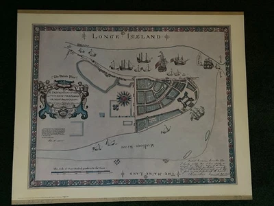 RARE 1661 Map of Manhattan Wall Street District, New York mounted on 26"x31-5/8" - Image 1 of 4