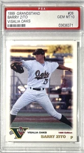 Grandstand Visalia Oaks Barry Zito #26 1999 - PSA 10 - ¡Rara, primera tarjeta de equipo MiLB! - Imagen 1 de 2