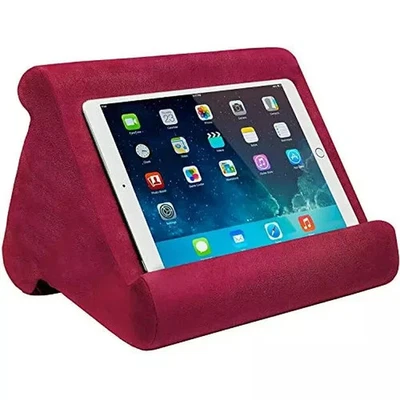 ONTEL BURGANDY PILLOW PAD TABLET STAND, 3 VIEWING MULTI-ANGLE - BURGUNDY - Image 1 of 4