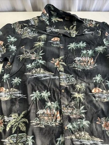 Batik Bay Hawaiian Style Shirt Sz 2XLT Black Tropical Island Scenes 100% Rayon - Picture 1 of 3