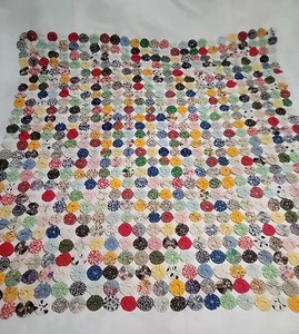 Vintage Yo Yo Quilt Coverlet 52 x 52 - Picture 1 of 8