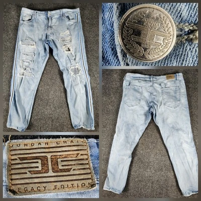 Pantalones de mezclilla Jordan Craig Legacy Edition Sean Distressed lavado claro para hombre 42x32 Foto 1 de 4
