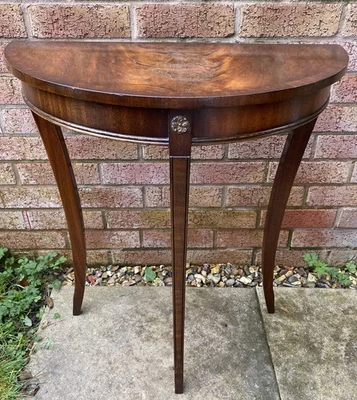 Bevan Funnell Reprodux Three Legged Yew Half Circular Lamp/Console Table - Image 1 of 4