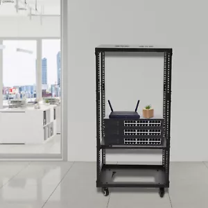 18U 18.5" 4 Post Open Frame Network Server Rack Adjustable Partition 0-31.5'' - Picture 1 of 17