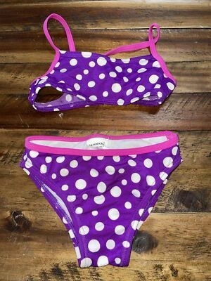 Speedo Two Piece Swimsuit Girls size 4 XS Piece Purple polkadot bikini swim - Image 1 of 2